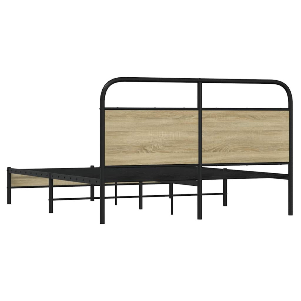 Produktbild för Sängram utan madrass sonoma-ek 160x200 cm konstruerad trä