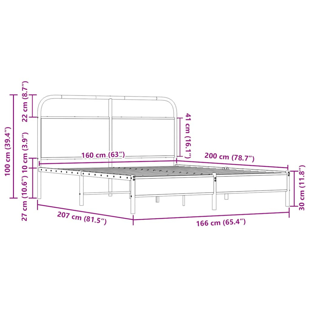 Produktbild för Sängram utan madrass sonoma-ek 160x200 cm konstruerad trä