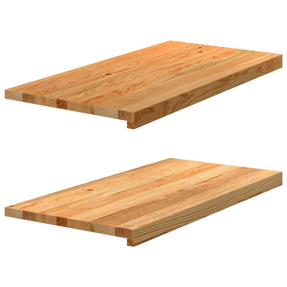 Produktbild för Fönsterbänkar 2 st ljusbrun 80x40x2 cm massiv ek