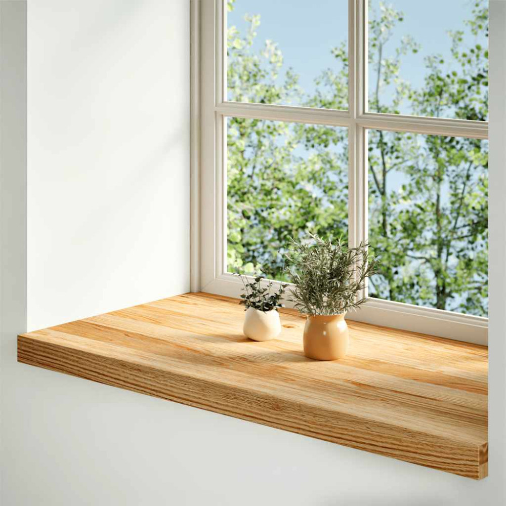 Produktbild för Fönsterbänkar 2 st ljusbrun 90x40x2 cm massiv ek