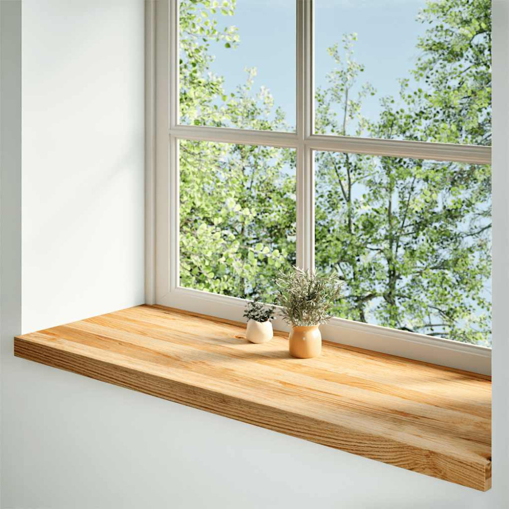 Produktbild för Fönsterbänkar 2 st ljusbrun 100x40x2 cm massiv ek