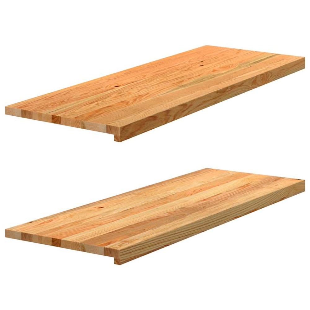 Produktbild för Fönsterbänkar 2 st ljusbrun 110x40x2 cm massiv ek