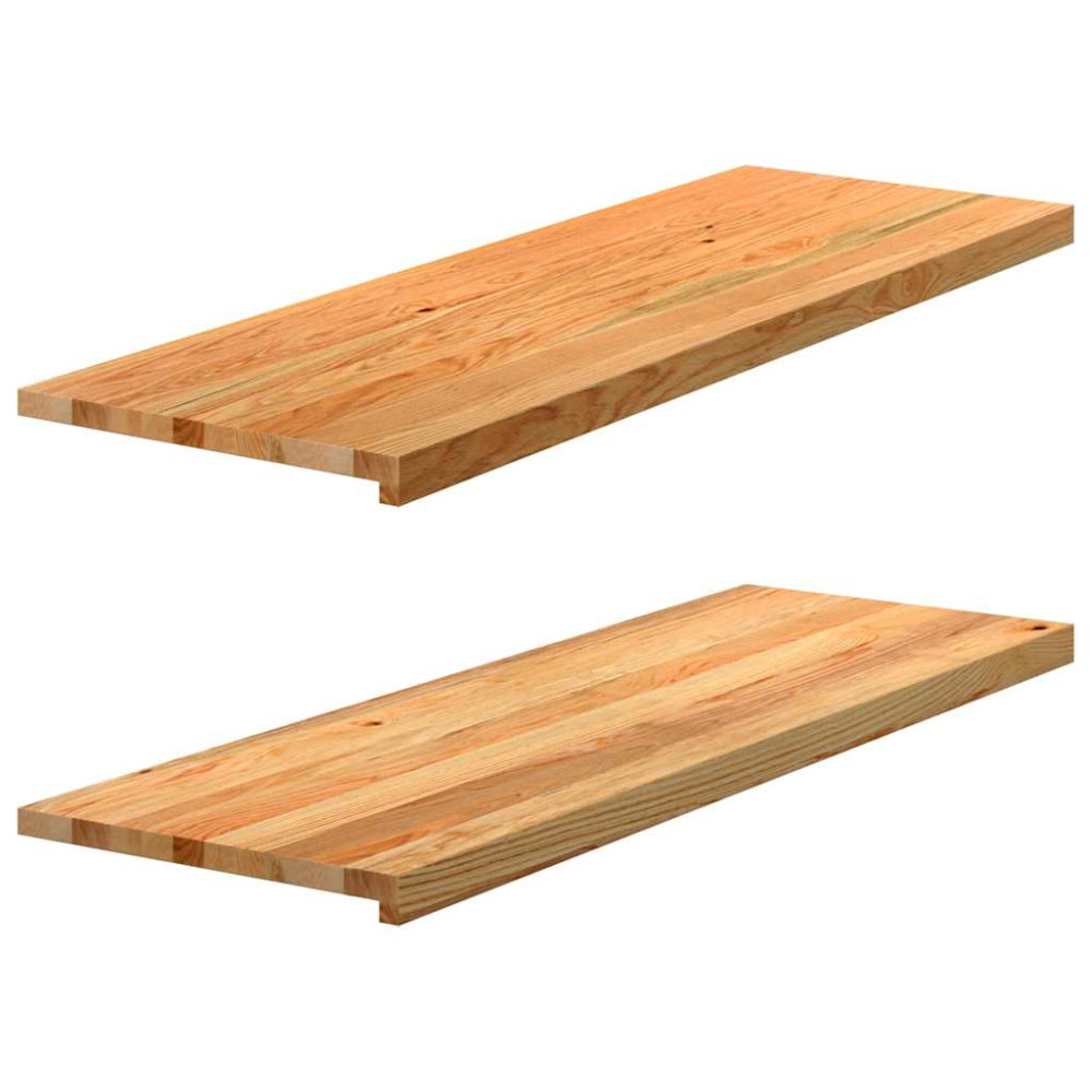 Produktbild för Fönsterbänkar 2 st ljusbrun 120x40x2 cm massiv ek