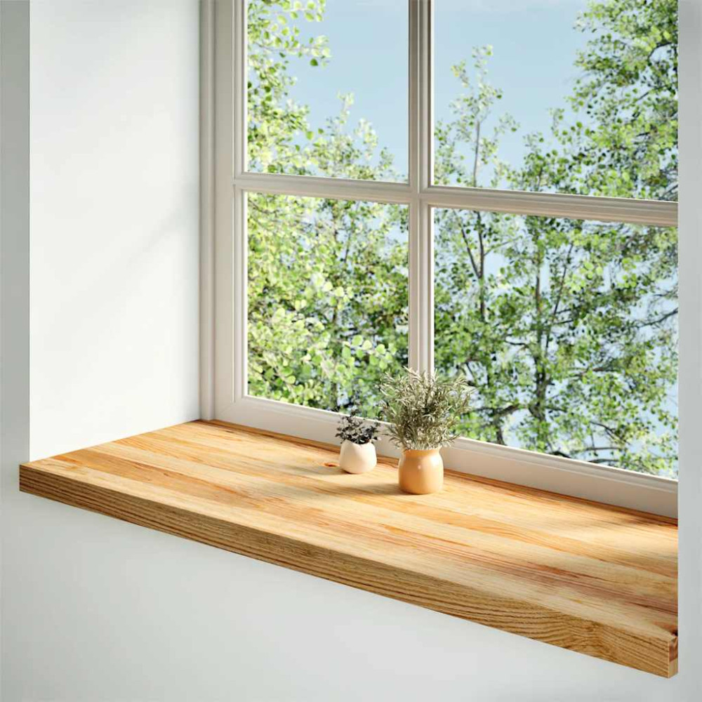 Produktbild för Fönsterbänkar 2 st ljusbrun 120x40x2 cm massiv ek