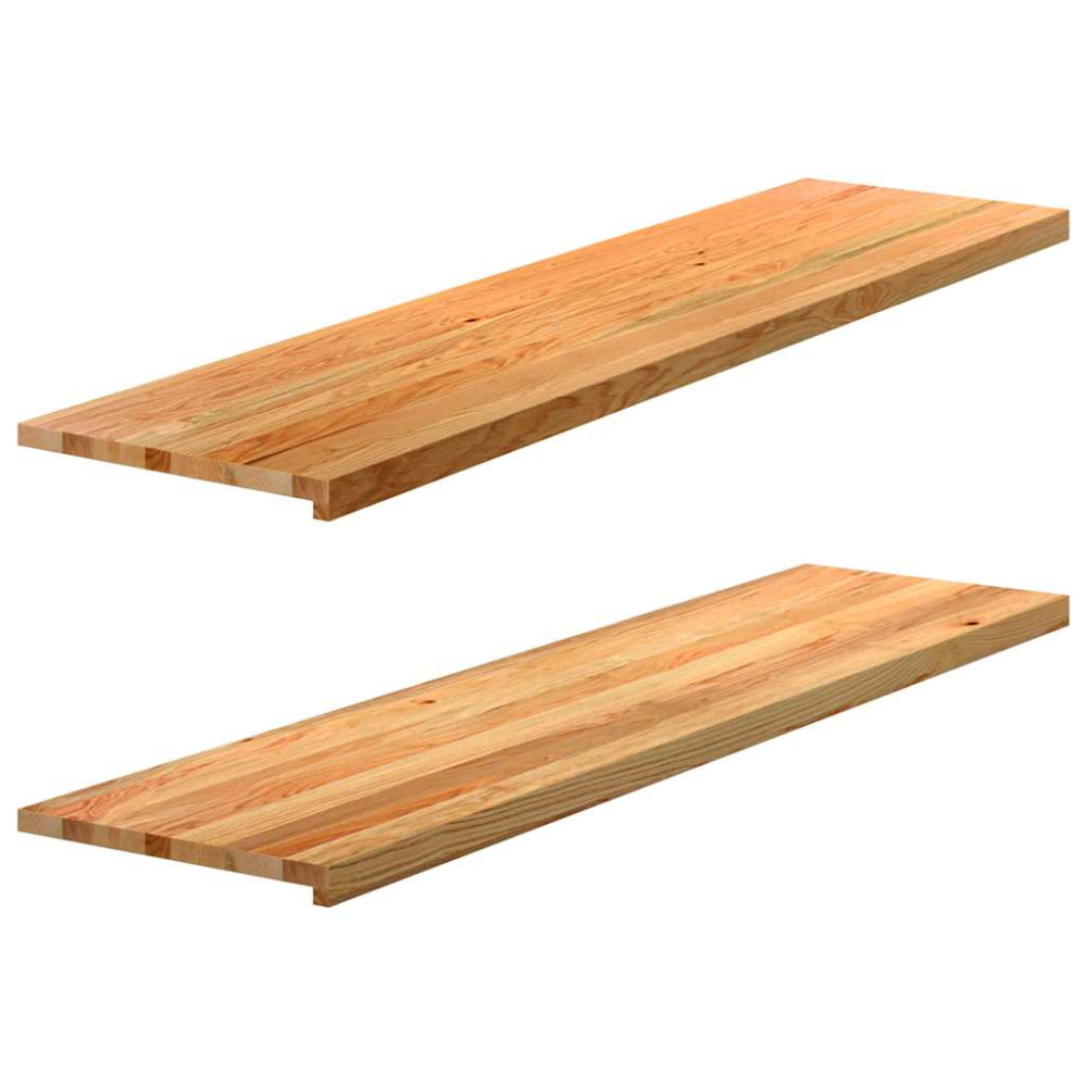 Produktbild för Fönsterbänkar 2 st ljusbrun 160x40x2 cm massiv ek