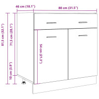 Produktbild för Underskåp med låda betonggrå 80x46x81,5 cm spånskiva