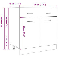 Produktbild för Underskåp för diskho åldrat trä 80x46x81,5 cm konstruerat trä