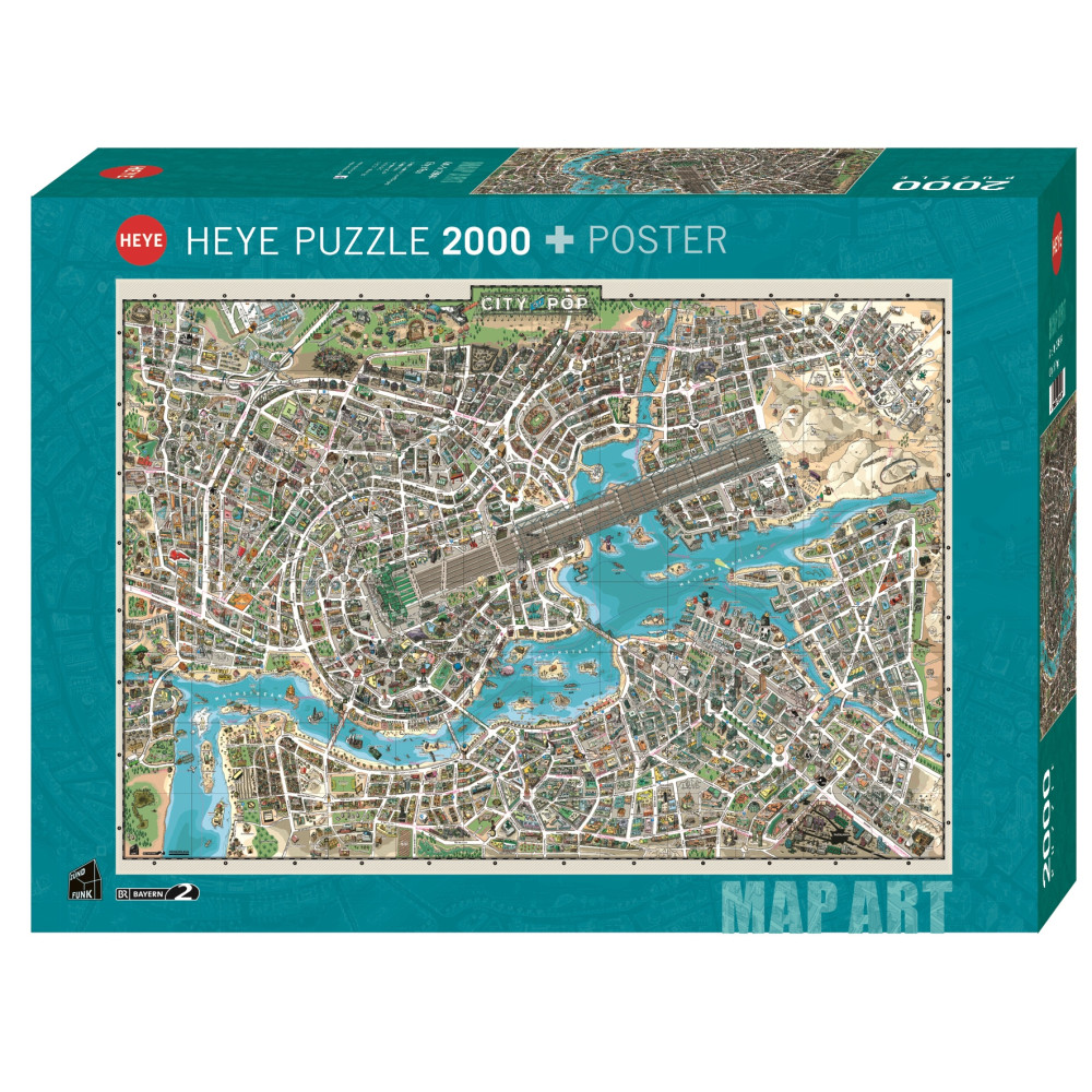 Produktbild för Fine Art Map City of Pop, Pussel, 2000 bitar, Heye