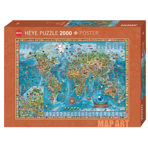 HEYE Fine Art Map Amazing World, Pussel, 2000 bitar, Heye