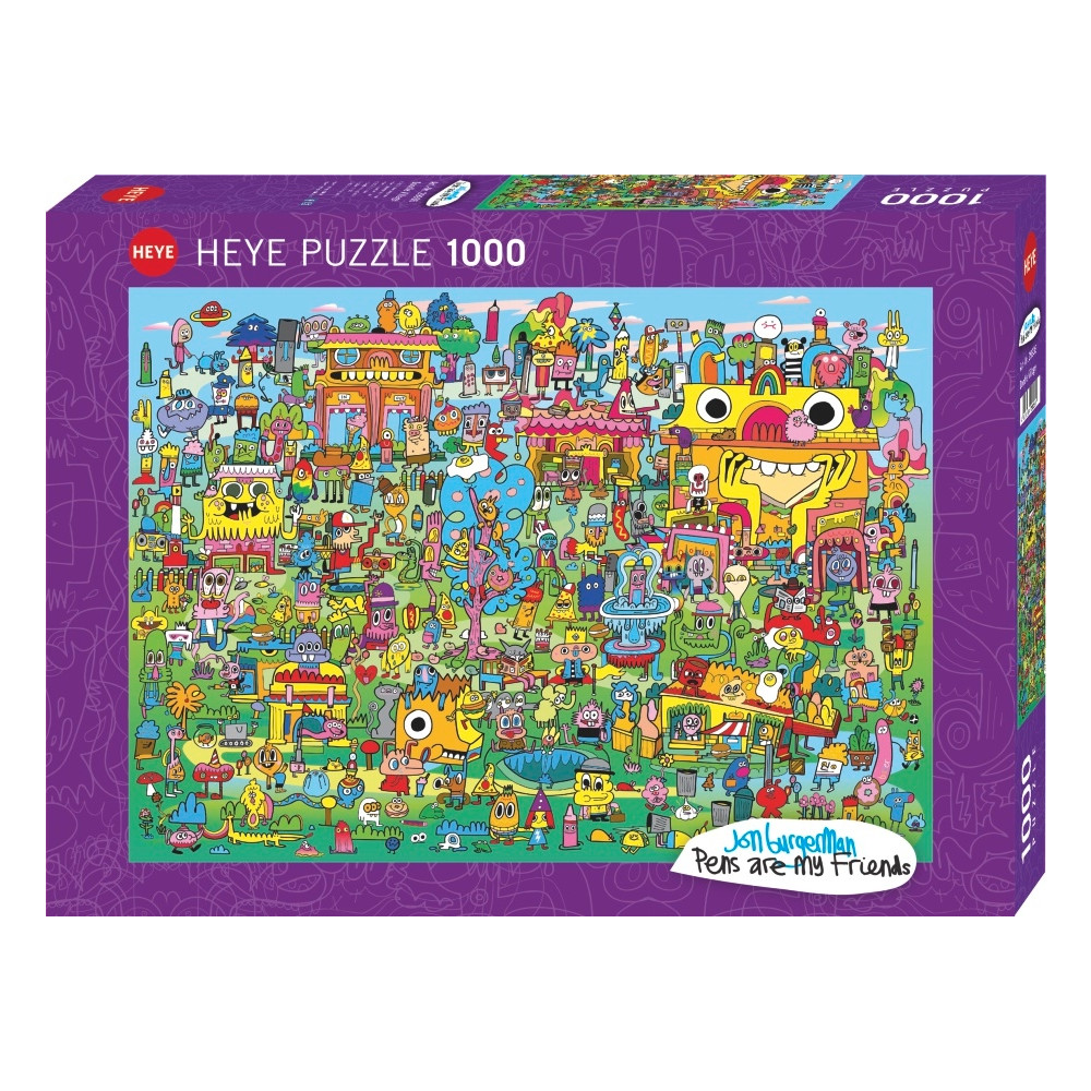 Produktbild för Art Burgerman Doodle Village, Pussel, 1000 bitar, Heye