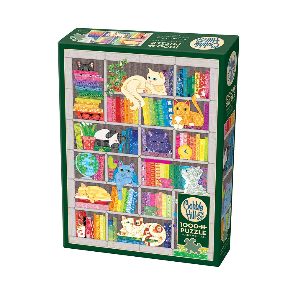 Produktbild för Rainbow Cat Quilt, Pussel, 1000 bitar, Cobble Hill