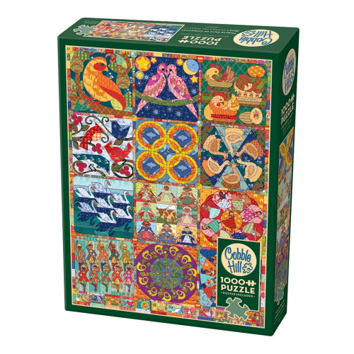 Cobble Hill Twelve Days of Christmas Quilt, Pussel, 1000 bitar, Cobble Hill