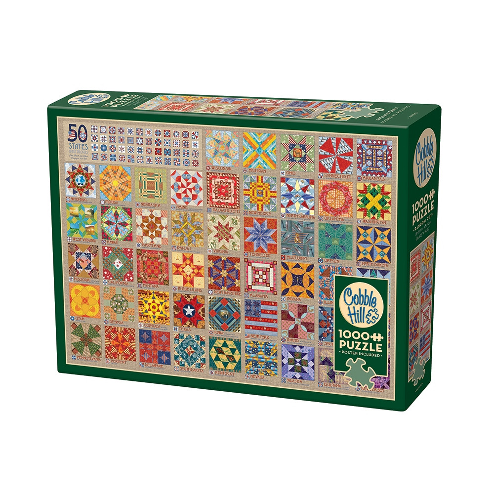 Produktbild för 50 States Quilt Blocks, Pussel, 1000 bitar, Cobble Hill