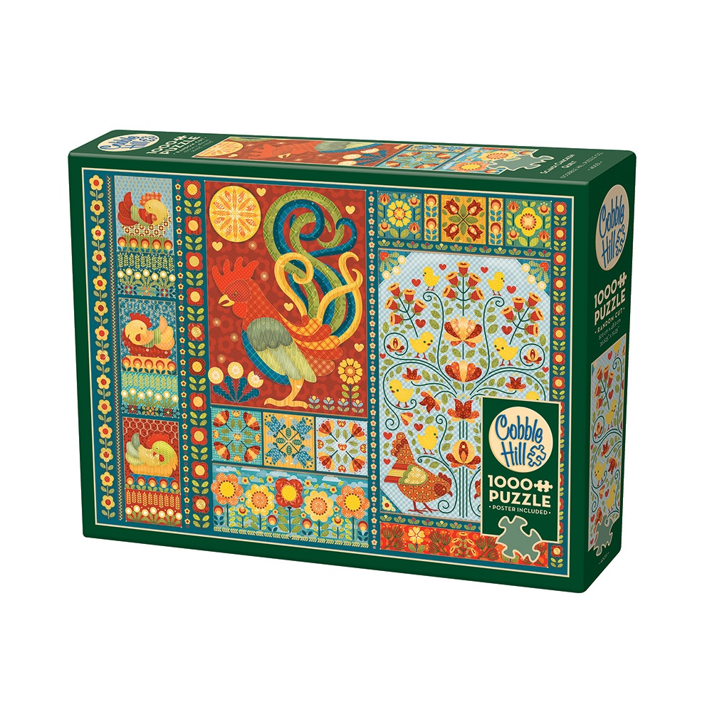 Produktbild för Scandi Chicken Quilt, Pussel, 1000 bitar, Cobble Hill