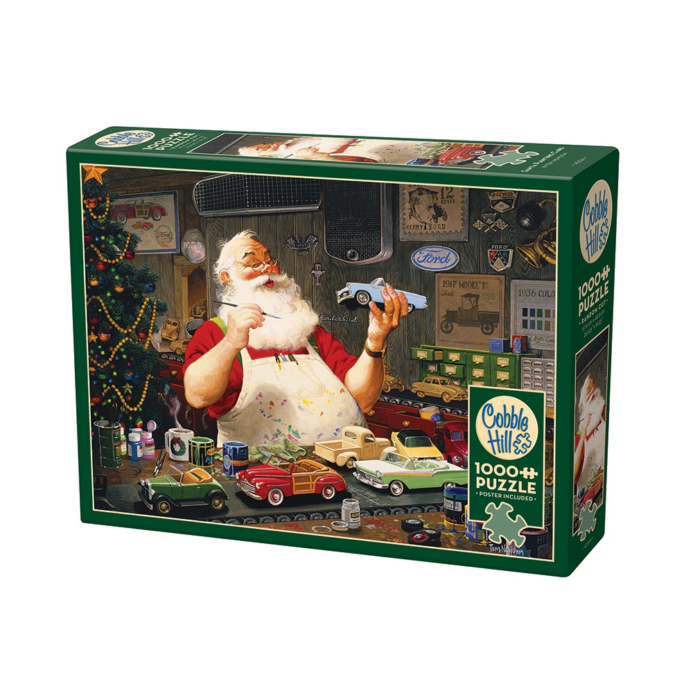 Produktbild för Santa Painting Cars, Pussel, 1000 bitar, Cobble Hill