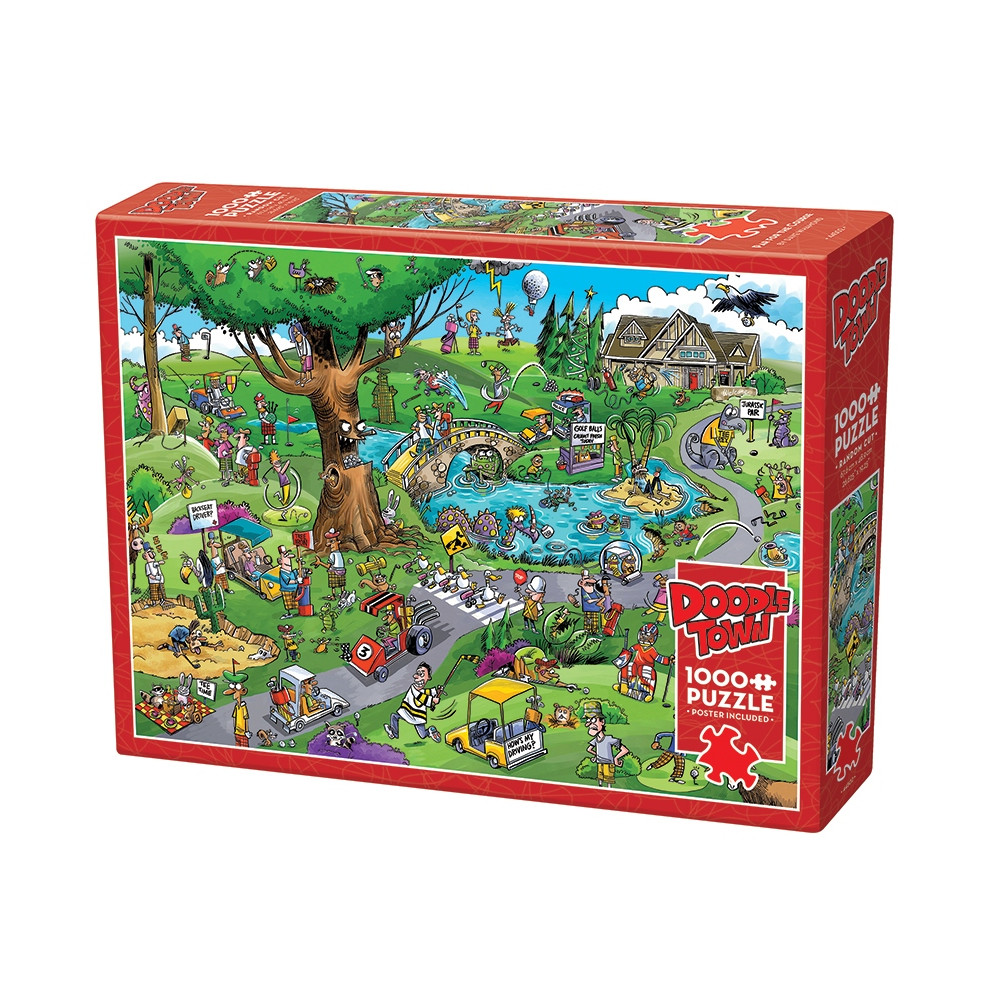 Produktbild för DoodleTown: Par for the Course, Pussel, 1000 bitar, Cobble Hill