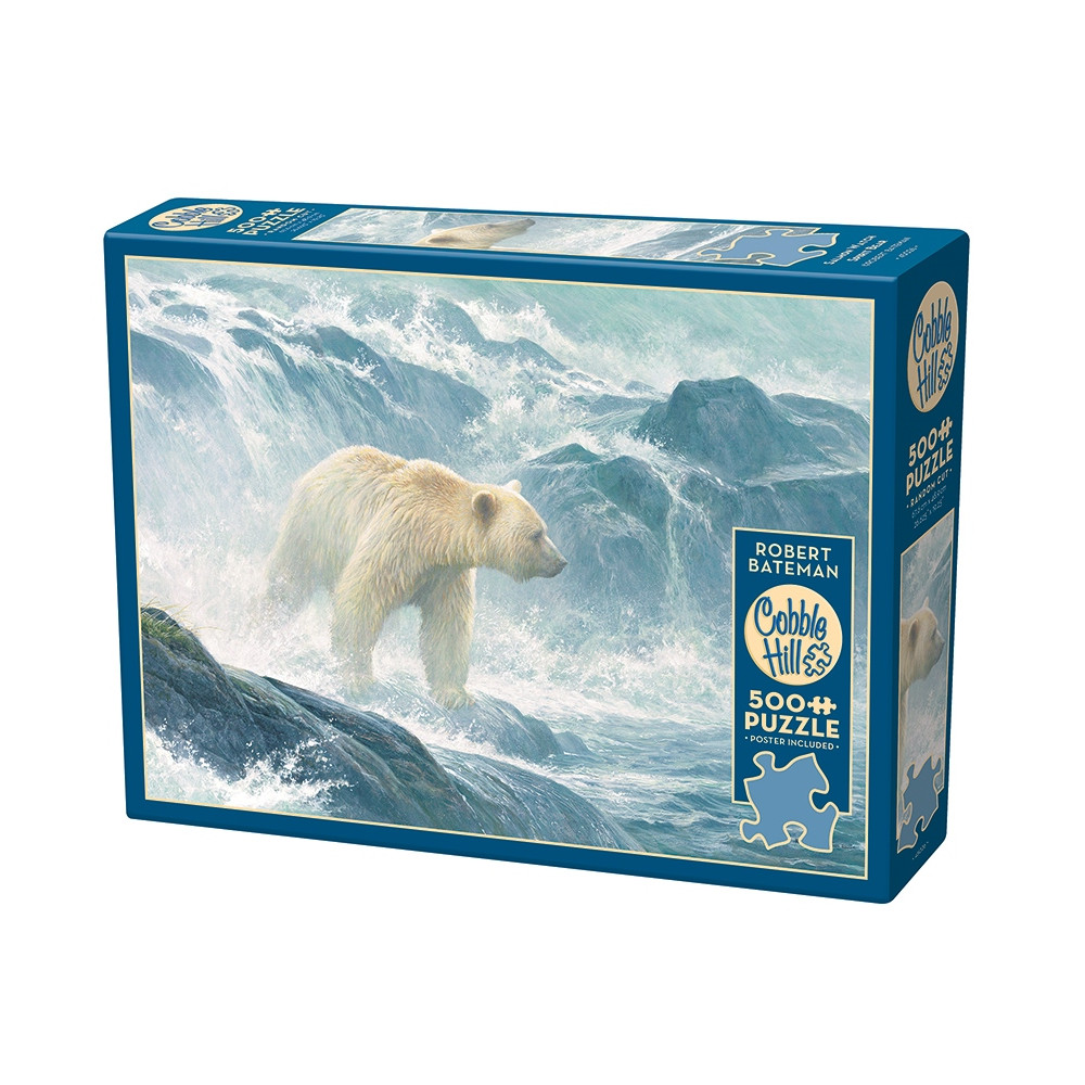 Produktbild för Salmon Watch Spirit Bear, Pussel, 500 bitar, Cobble Hill
