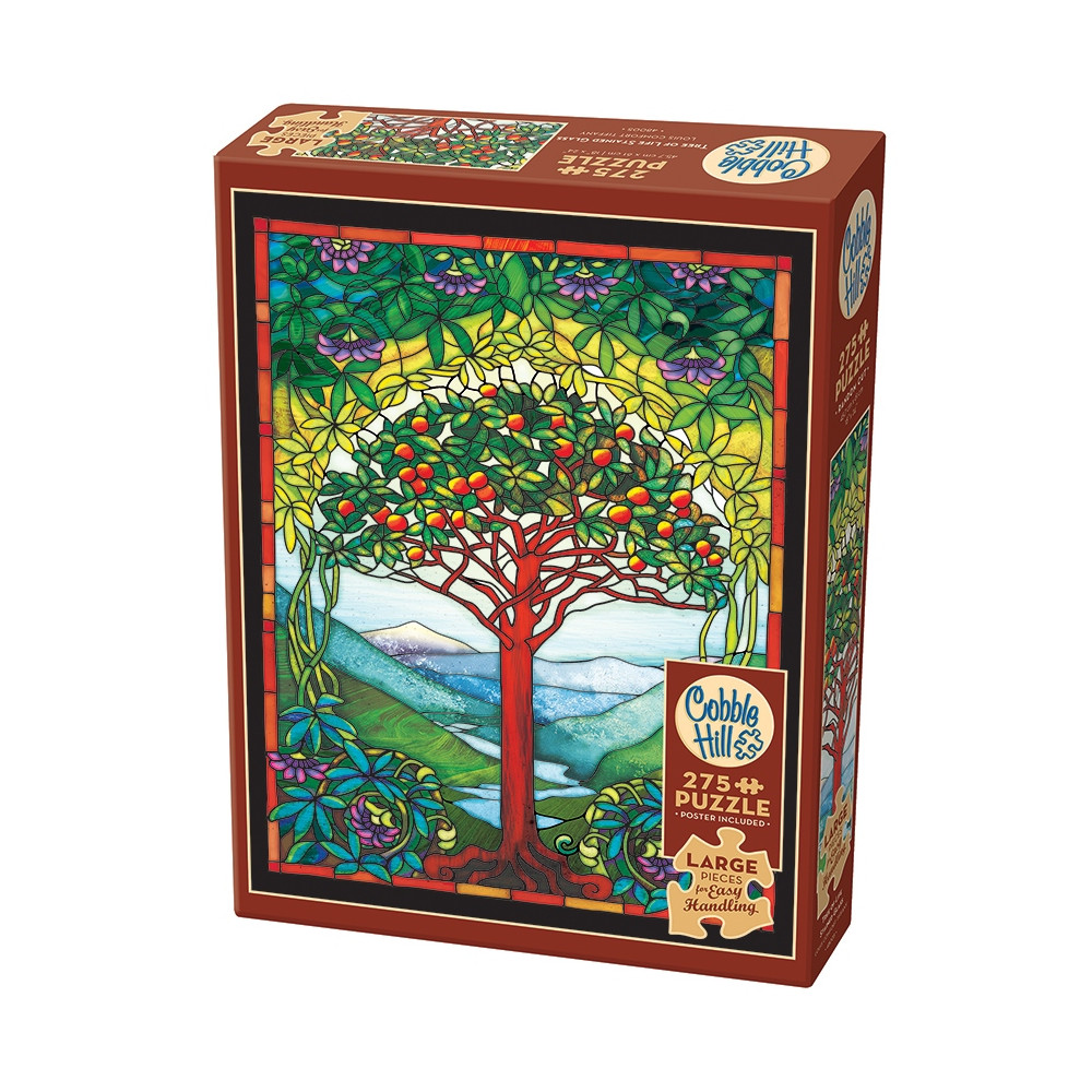 Produktbild för Tree of Life Stained Glass, Pussel, 275 Stora Bitar, Cobble Hill