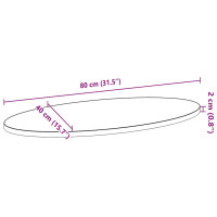 Produktbild för Bordsskiva mörkbrun 80x40x2 cm massiv ek oval