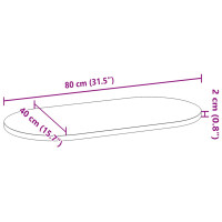 Produktbild för Bordsskiva 80x40x2 cm massiv ek oval