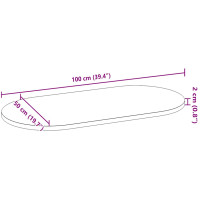 Produktbild för Bordsskiva 100x50x2 cm massiv ek oval