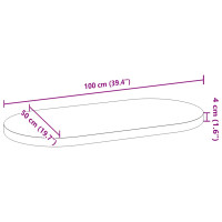 Produktbild för Bordsskiva 100x50x4 cm massiv ek oval