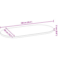 Produktbild för Bordsskiva ljusbrun 100x50x2 cm massiv ek oval