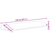 Produktbild för Bordsskiva ljusbrun 140x60x2 cm massiv ek oval