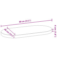 Produktbild för Bordsskiva ljusbrun 80x40x4 cm massiv ek oval