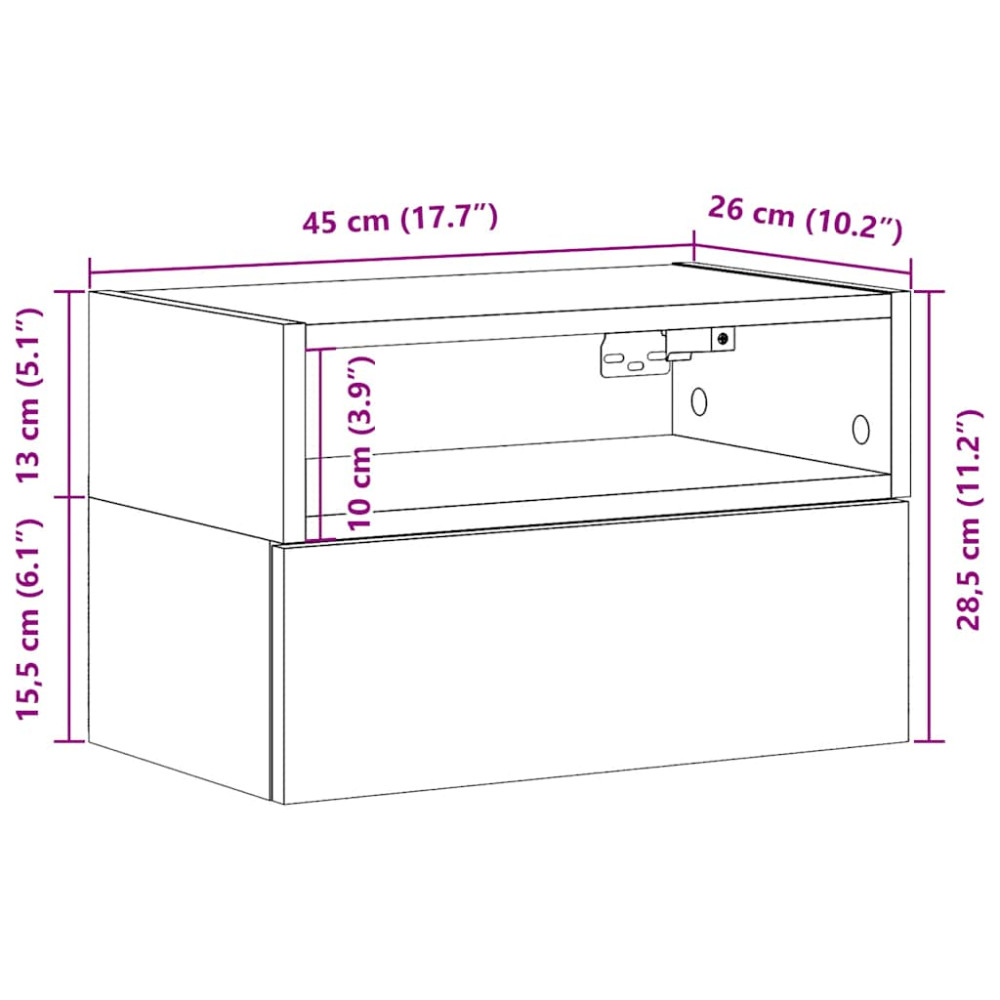 Produktbild för Väggmonterat sängbord 2 st rökfärgad ek 45x26x28,5 cm