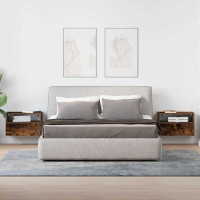 Produktbild för Väggmonterat sängbord 2 st rökfärgad ek 45x26x28,5 cm