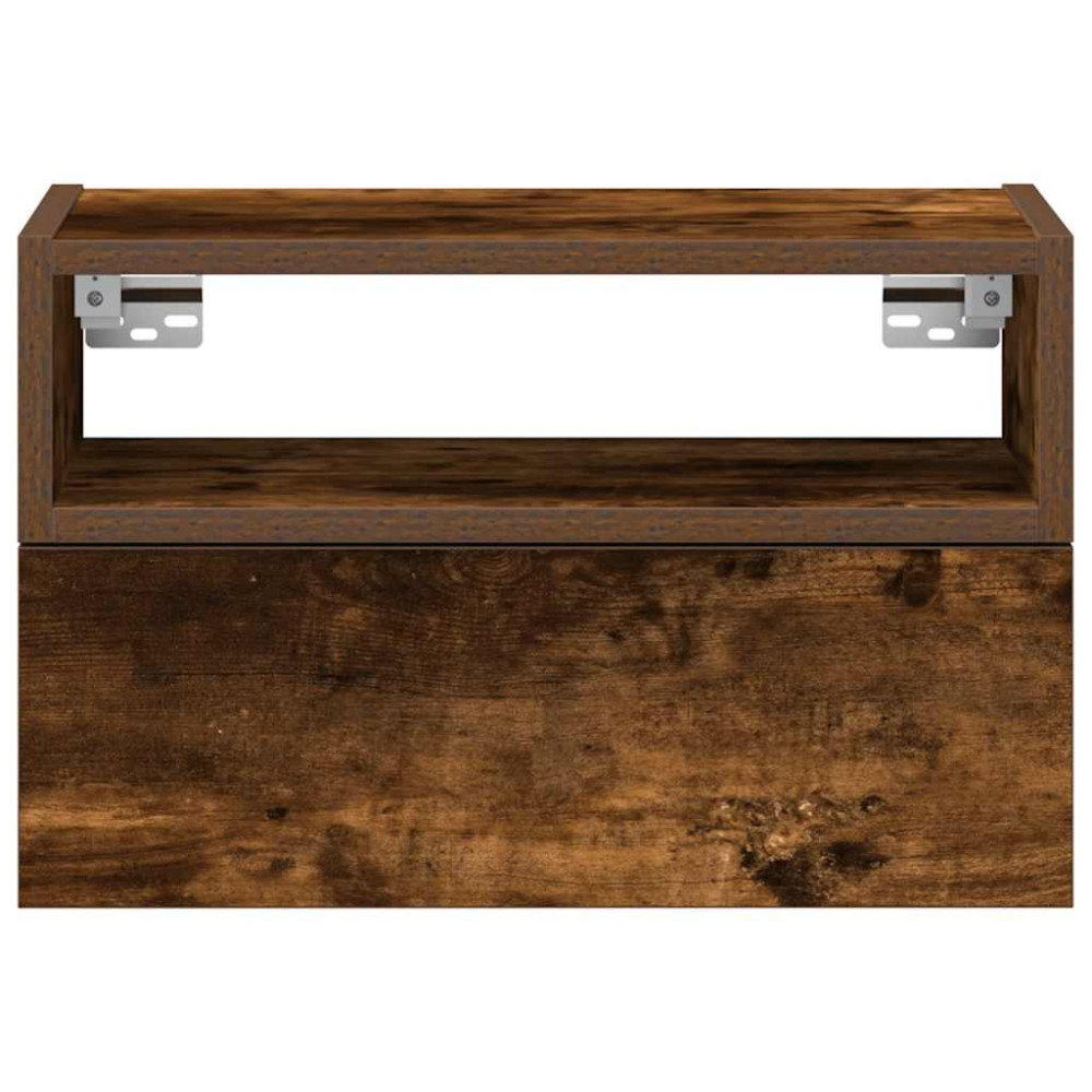 Produktbild för Väggmonterat sängbord 2 st rökfärgad ek 45x26x28,5 cm