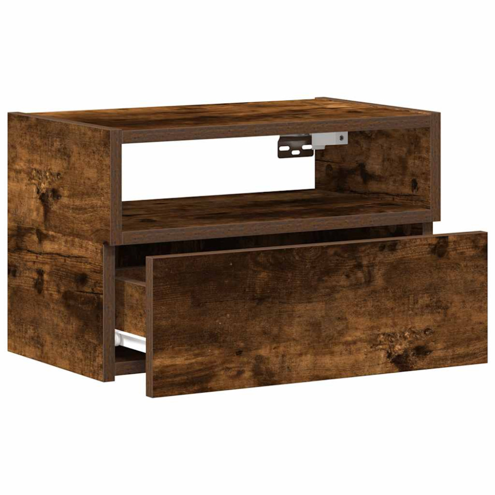 Produktbild för Väggmonterat sängbord 2 st rökfärgad ek 45x26x28,5 cm
