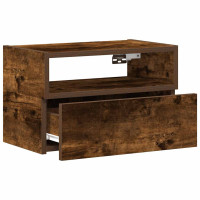 Produktbild för Väggmonterat sängbord 2 st rökfärgad ek 45x26x28,5 cm