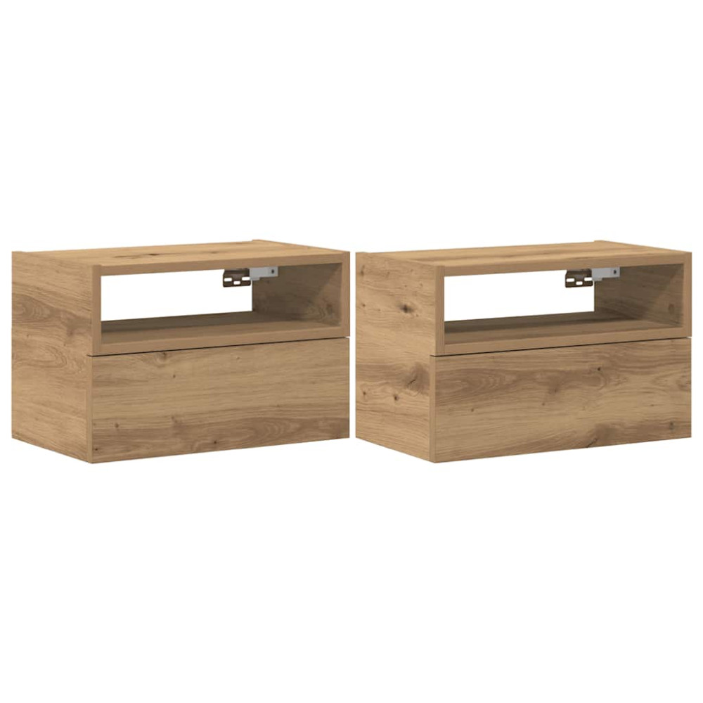 Produktbild för Väggmonterat sängbord 2 st artisan ek 45x26x28,5 cm