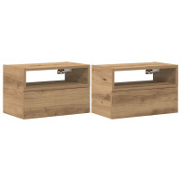Produktbild för Väggmonterat sängbord 2 st artisan ek 45x26x28,5 cm