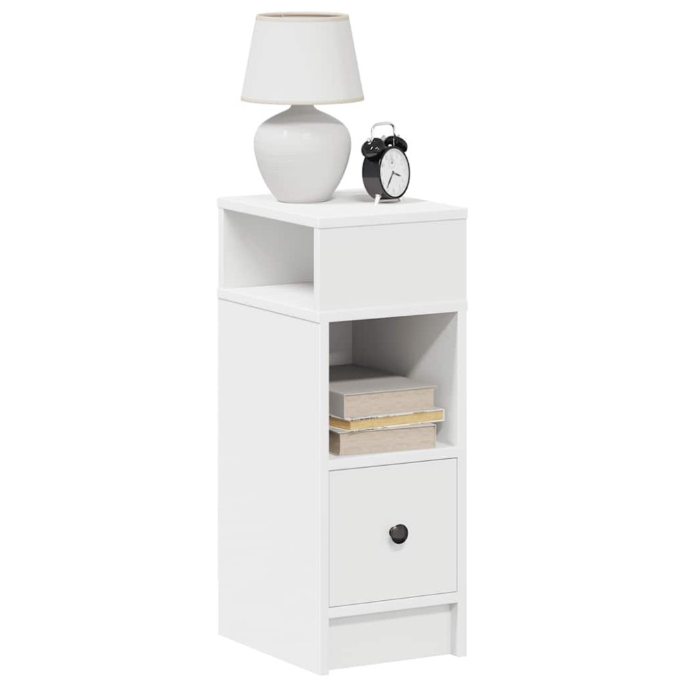 Produktbild för Sängbord 2 st med låda vit 25x31x66 cm