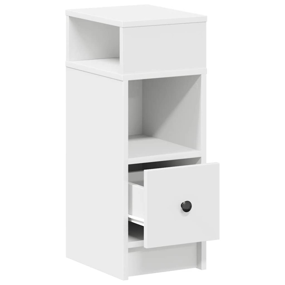 Produktbild för Sängbord 2 st med låda vit 25x31x66 cm