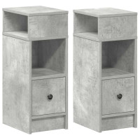 Produktbild för Sängbord 2 st med låda betonggrå 25x31x66 cm