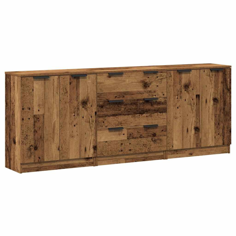 Produktbild för Skänkar 3 delar åldrat trä 60x30x70 cm konstruerat trä