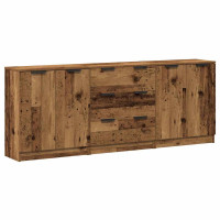 Produktbild för Skänkar 3 delar åldrat trä 60x30x70 cm konstruerat trä