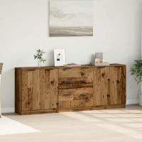 Produktbild för Skänkar 3 delar åldrat trä 60x30x70 cm konstruerat trä