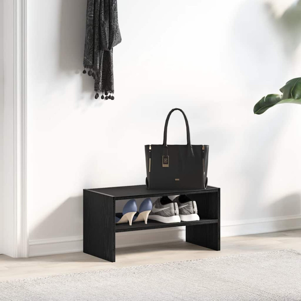 Produktbild för Skohylla stapelbar svart ek 60x30x30,5 cm