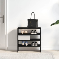 Produktbild för Skohyllor 2 st stapelbar svart ek 60x30x30,5 cm