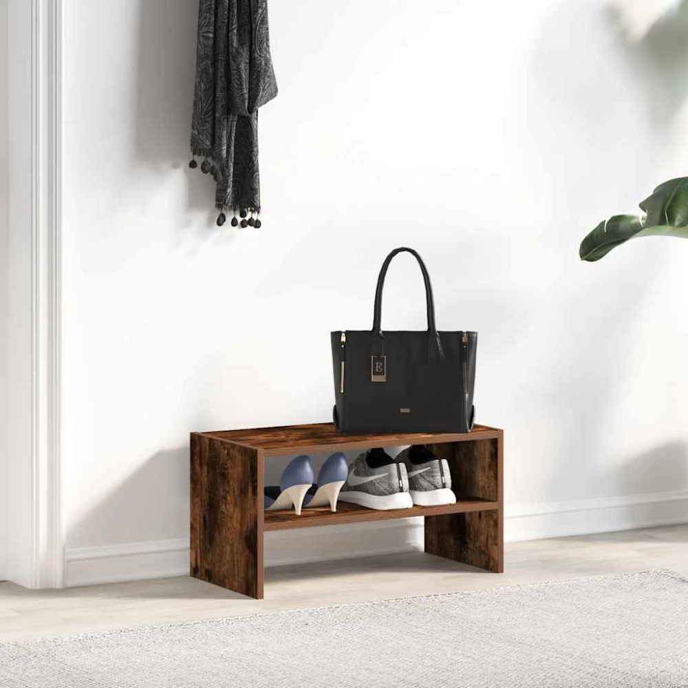 Produktbild för Skohylla stapelbar rökfärgad ek 60x30x30,5 cm