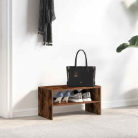 Produktbild för Skohylla stapelbar rökfärgad ek 60x30x30,5 cm