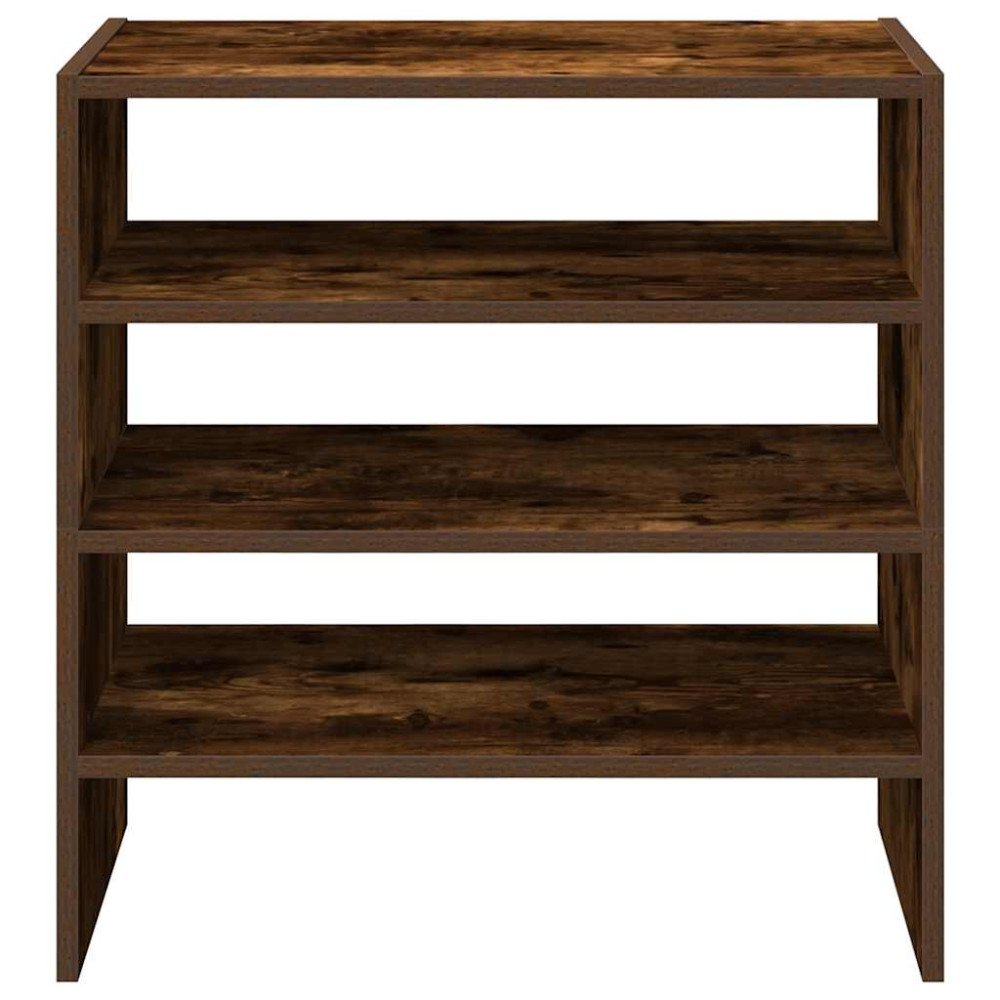Produktbild för Skohyllor 2 st stapelbara rökfärgad ek 60x30x30,5 cm