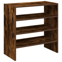 Produktbild för Skohyllor 2 st stapelbara rökfärgad ek 60x30x30,5 cm