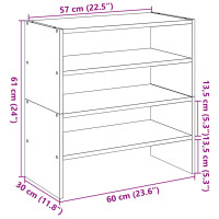 Produktbild för Skohyllor 2 st stapelbara rökfärgad ek 60x30x30,5 cm