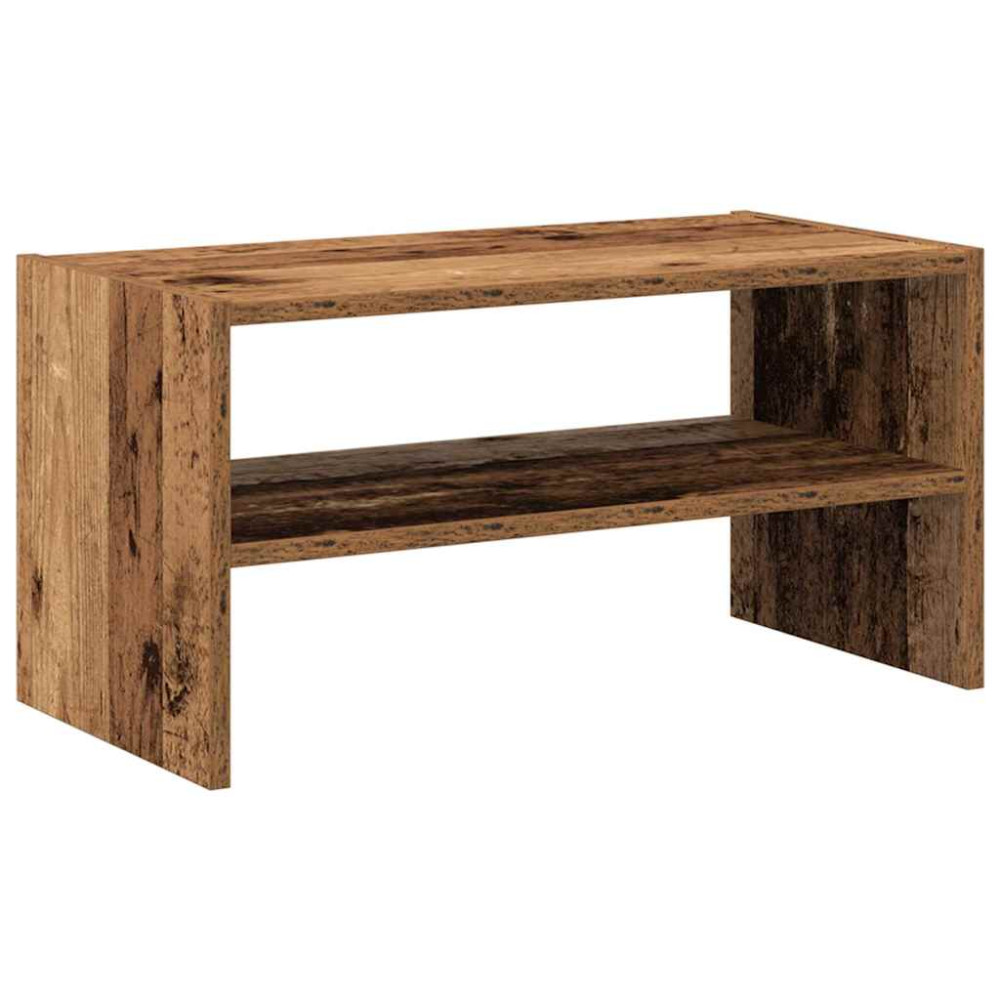Produktbild för Skohylla stapelbar åldrat trä 60x30x30,5 cm